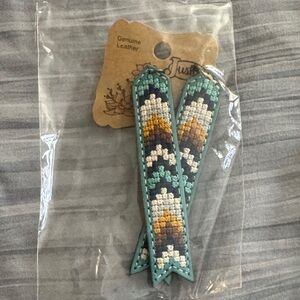 Genuine Leather Keychain with Patterned Design